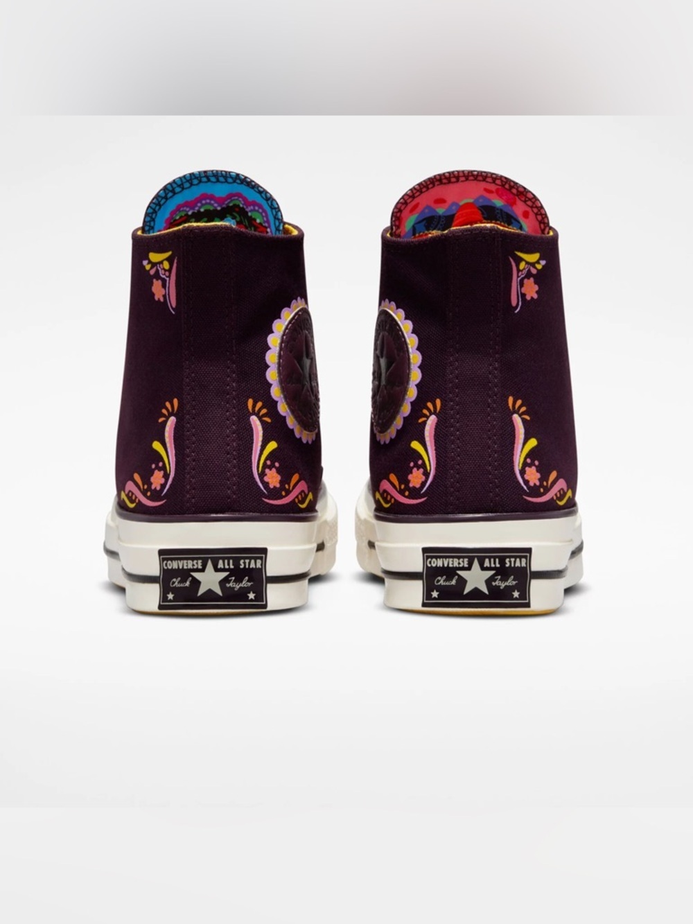 Converse Chuck 70 Platform Day of the Dead Black Cherry/Amarillo Sneakers 8.5 - Picture 6 of 16